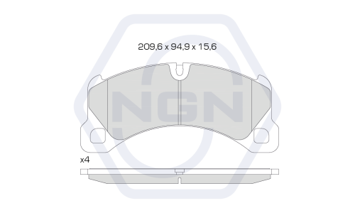 Колодки тормозные дисковые NGN, передние, комплект на ось (4 шт), арт. 3502119