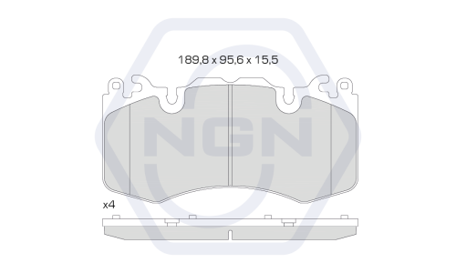 Колодки тормозные дисковые NGN, передние, комплект на ось (4 шт), арт. 3502050