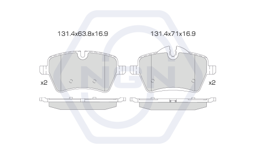 Колодки тормозные дисковые NGN, передние, комплект на ось (4 шт), арт. 3501616