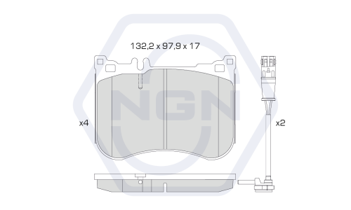 Колодки тормозные дисковые NGN, передние, комплект на ось (4 шт), арт. 3502525