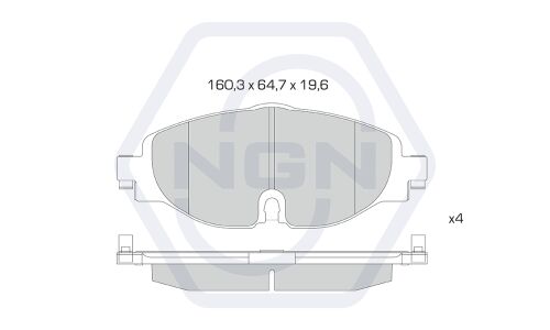 Колодки тормозные дисковые NGN, передние, комплект на ось (4 шт), арт. 3502028