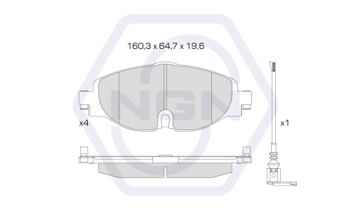 Колодки тормозные дисковые NGN, передние, комплект на ось (4 шт), арт. 3502504