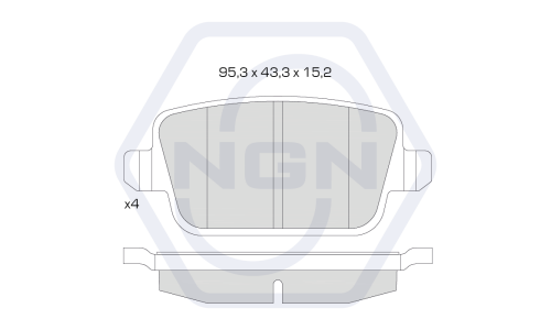 Колодки тормозные дисковые NGN, задние, комплект на ось (4 шт), арт. 3501379