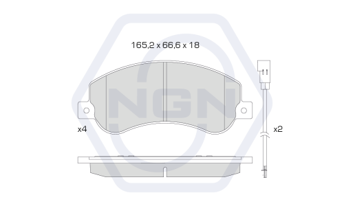 Колодки тормозные дисковые NGN, передние, комплект на ось (4 шт), арт. 3501403