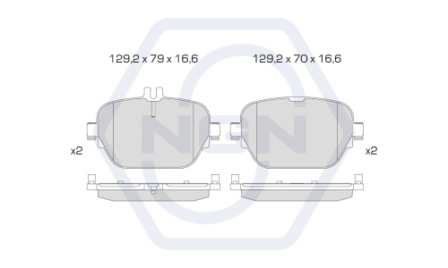 Колодки тормозные дисковые NGN, задние, комплект на ось (4 шт), арт. 3502346