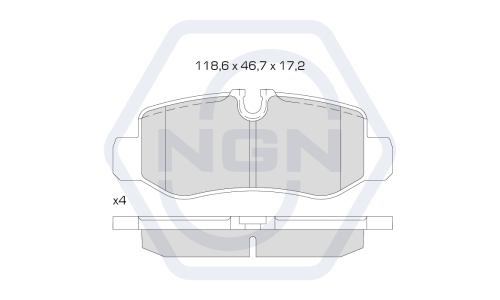 Колодки тормозные дисковые NGN, задние, комплект на ось (4 шт), арт. 3502519