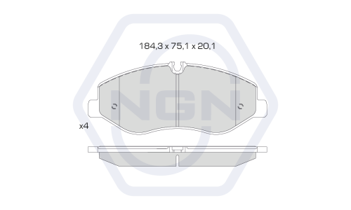 Колодки тормозные дисковые NGN, передние, комплект на ось (4 шт), арт. 3502518