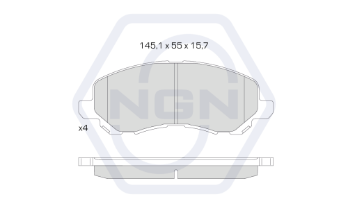 Колодки тормозные дисковые NGN, передние, комплект на ось (4 шт), арт. 3501314