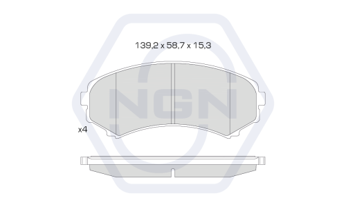 Колодки тормозные дисковые NGN, передние, комплект на ось (4 шт), арт. 3501254