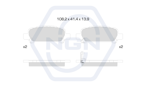 Колодки тормозные дисковые NGN, задние, комплект на ось (4 шт), арт. 3501836