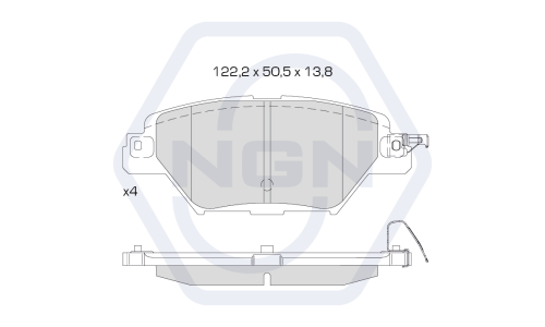 Колодки тормозные дисковые NGN, задние, комплект на ось (4 шт), арт. 3502464