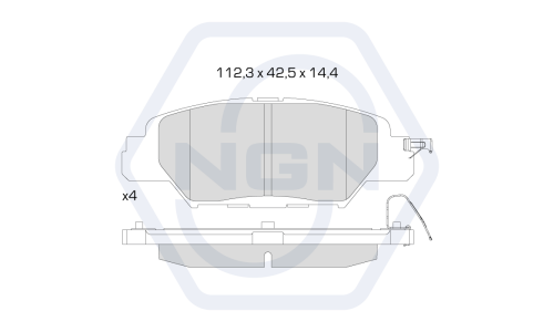 Колодки тормозные дисковые NGN, задние, комплект на ось (4 шт), арт. 3502644