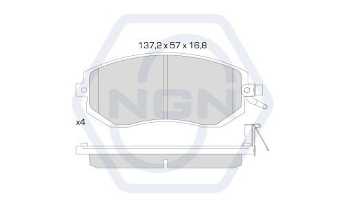 Колодки тормозные дисковые NGN, передние, комплект на ось (4 шт), арт. 3501267