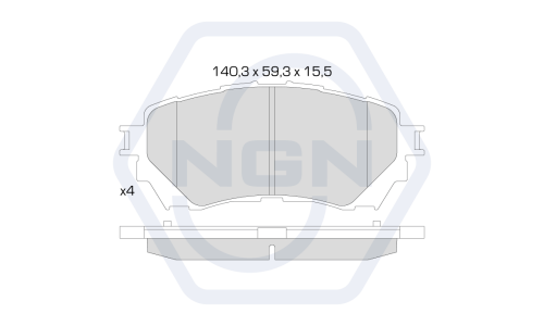 Колодки тормозные дисковые NGN, передние, комплект на ось (4 шт), арт. 3502001