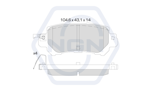 Колодки тормозные дисковые NGN, задние, комплект на ось (4 шт), арт. 3501258