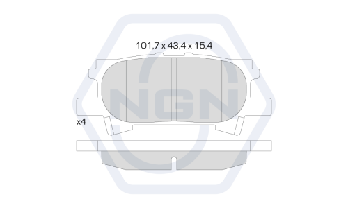 Колодки тормозные дисковые NGN, задние, комплект на ось (4 шт), арт. 3501914