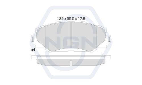 Колодки тормозные дисковые NGN, передние, комплект на ось (4 шт), арт. 3501528