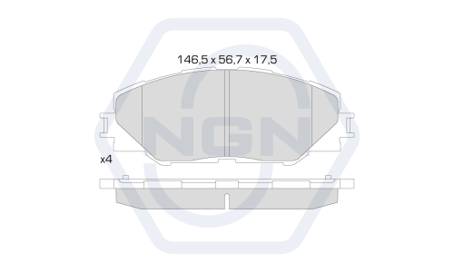 Колодки тормозные дисковые NGN, передние, комплект на ось (4 шт), арт. 3501609