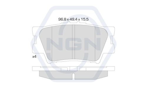 Колодки тормозные дисковые NGN, задние, комплект на ось (4 шт), арт. 3501988