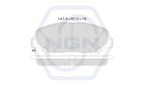 Колодки тормозные дисковые NGN, передние, комплект на ось (4 шт), арт. 3501415