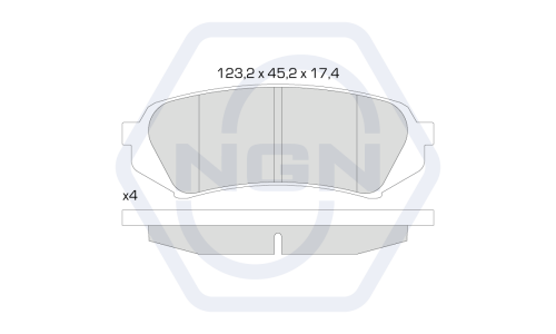 Колодки тормозные дисковые NGN, задние, комплект на ось (4 шт), арт. 3501838