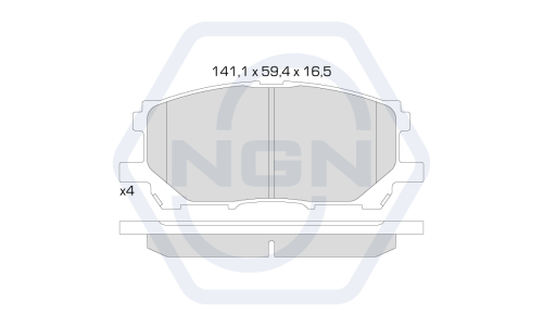 Колодки тормозные дисковые NGN, передние, комплект на ось (4 шт), арт. 3501992