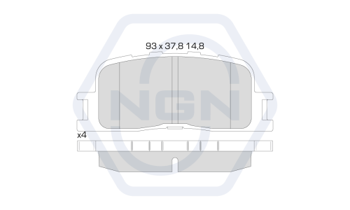 Колодки тормозные дисковые NGN, задние, комплект на ось (4 шт), арт. 3501699