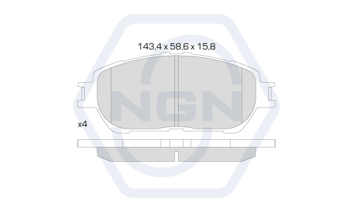 Колодки тормозные дисковые NGN, передние, комплект на ось (4 шт), арт. 3501432