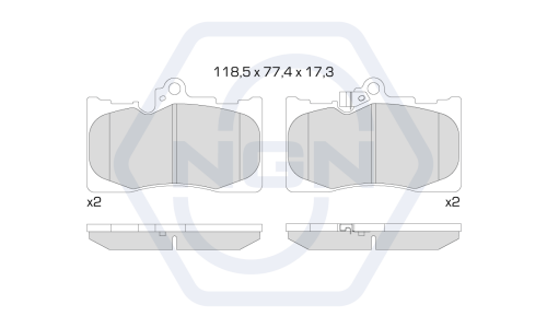 Колодки тормозные дисковые NGN, передние, комплект на ось (4 шт), арт. 3501603