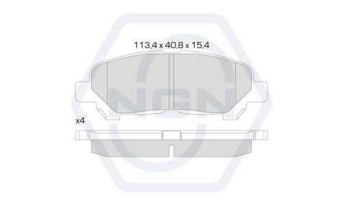 Колодки тормозные дисковые NGN, задние, комплект на ось (4 шт), арт. 3502639