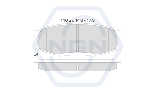 Колодки тормозные дисковые NGN, задние, комплект на ось (4 шт), арт. 3502077