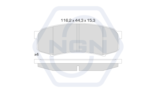 Колодки тормозные дисковые NGN, задние, комплект на ось (4 шт), арт. 3501869