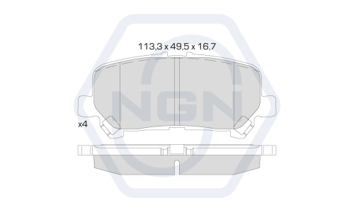 Колодки тормозные дисковые NGN, задние, комплект на ось (4 шт), арт. 3502441
