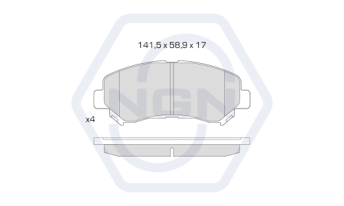 Колодки тормозные дисковые NGN, передние, комплект на ось (4 шт), арт. 3501396