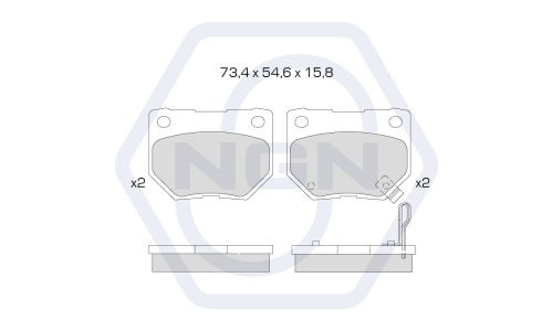 Колодки тормозные дисковые NGN, задние, комплект на ось (4 шт), арт. 3501471