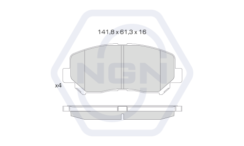 Колодки тормозные дисковые NGN, передние, комплект на ось (4 шт), арт. 3502007