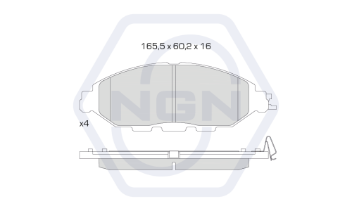 Колодки тормозные дисковые NGN, передние, комплект на ось (4 шт), арт. 3501240
