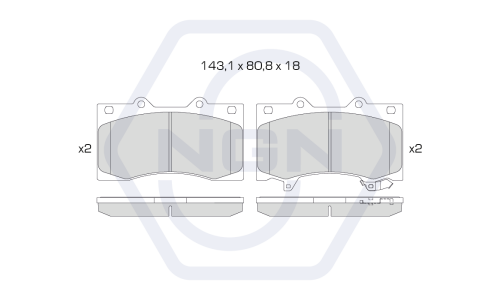 Колодки тормозные дисковые NGN, передние, комплект на ось (4 шт), арт. 3501636