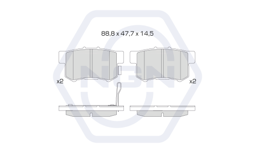 Колодки тормозные дисковые NGN, задние, комплект на ось (4 шт), арт. 3501585