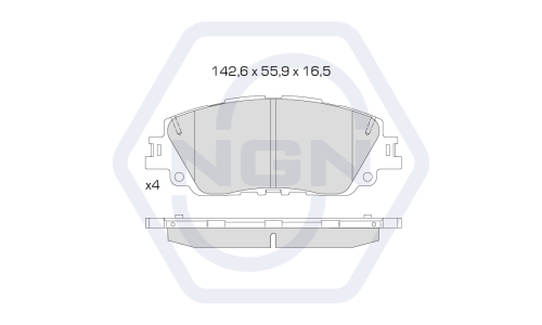 Колодки тормозные дисковые NGN, передние, комплект на ось (4 шт), арт. 3502497