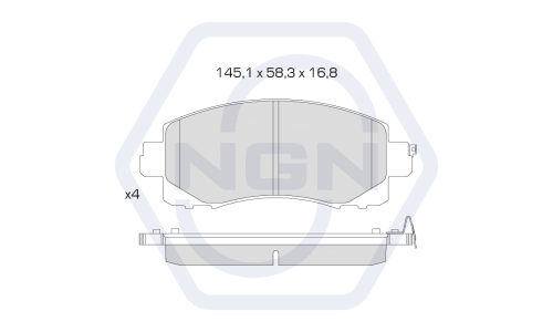 Колодки тормозные дисковые NGN, передние, комплект на ось (4 шт), арт. 3502435