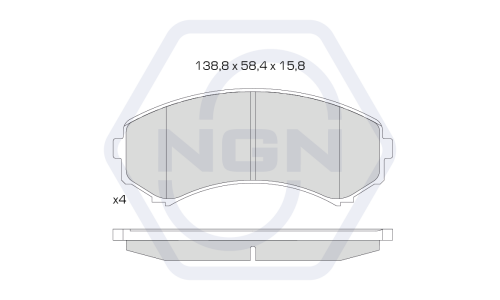 Колодки тормозные дисковые NGN, передние, комплект на ось (4 шт), арт. 3501412