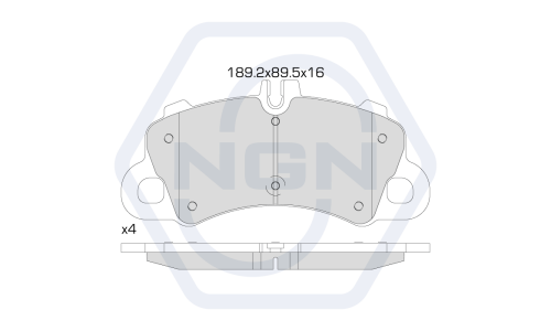 Колодки тормозные дисковые NGN, передние, комплект на ось (4 шт), арт. 3502405