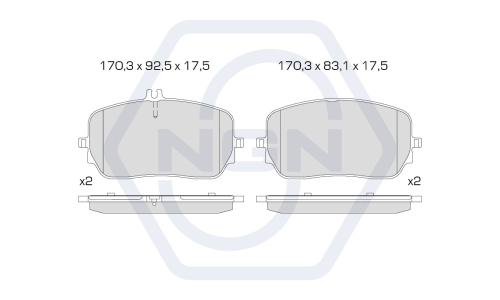 Колодки тормозные дисковые NGN, передние, комплект на ось (4 шт), арт. 3502359