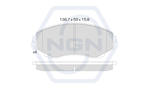 Колодки тормозные дисковые NGN, передние, комплект на ось (4 шт), арт. 3502469
