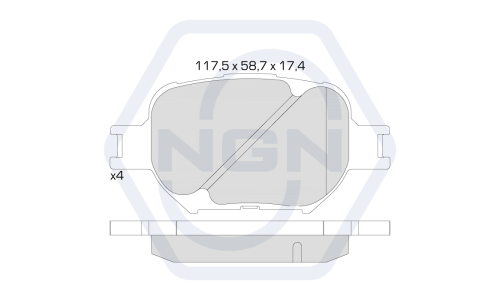 Колодки тормозные дисковые NGN, передние, комплект на ось (4 шт), арт. 3502632