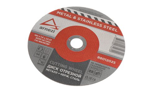 Диск отрезной, 180x1.6x22.23 мм, абразивный, металл ARNEZI, арт. R8012025