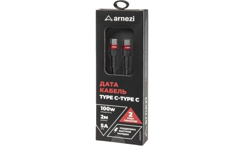 Кабель для мобильных устройств Arnezi, с USB Type-C на USB Type-C, 2м, 5А, 100Вт, поддержка быстрой зарядки, арт. A0605042