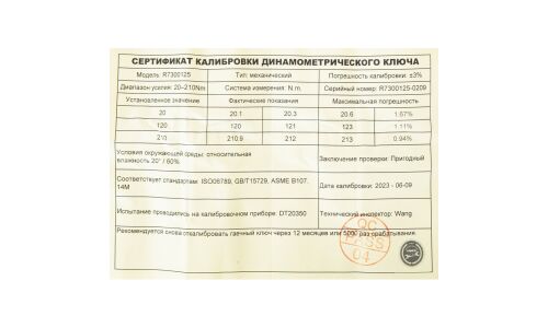 Ключ динамометрический Arnezi, предельный, 20-210Нм, длина 490мм, под квадрат 1/2", с кейсом, арт. R7300125