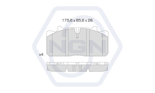 Колодки тормозные дисковые NGN, передние, комплект на ось (4 шт), арт. 3502293